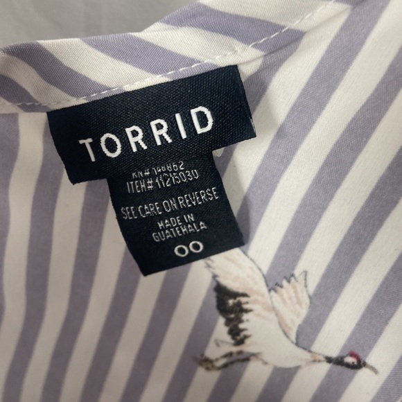 EUC Torrid Striped Crane Bird Print Camisole Top -Size 00 - Picture 4 of 8